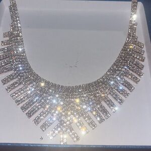 NWT Austrian crystal waterfall necklace in rose tone